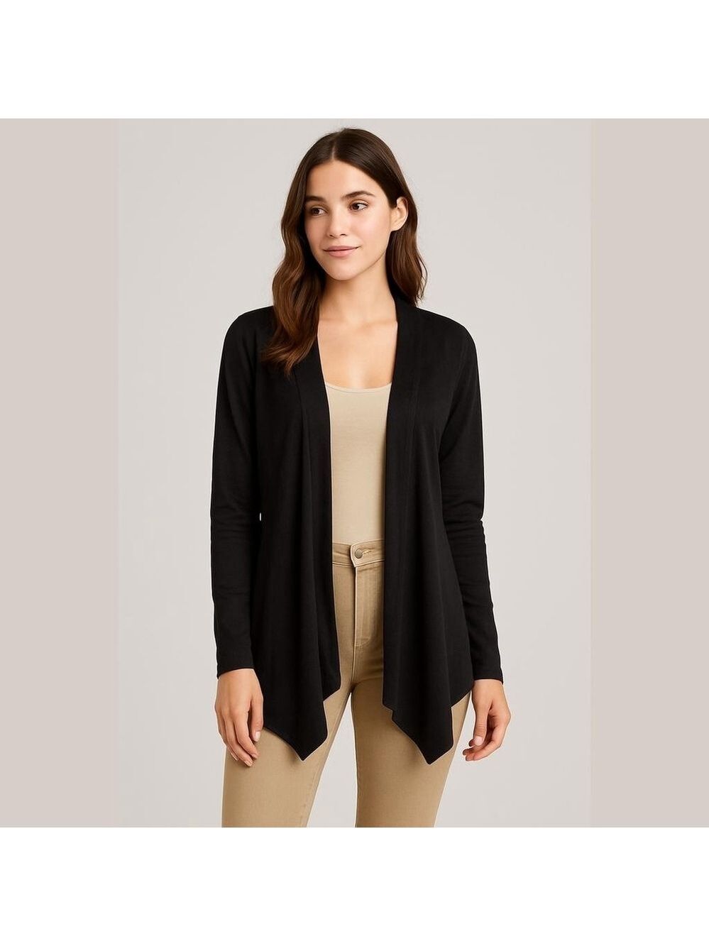 NWOT Vertigo Suede Drape Front Cardigan Size S Black